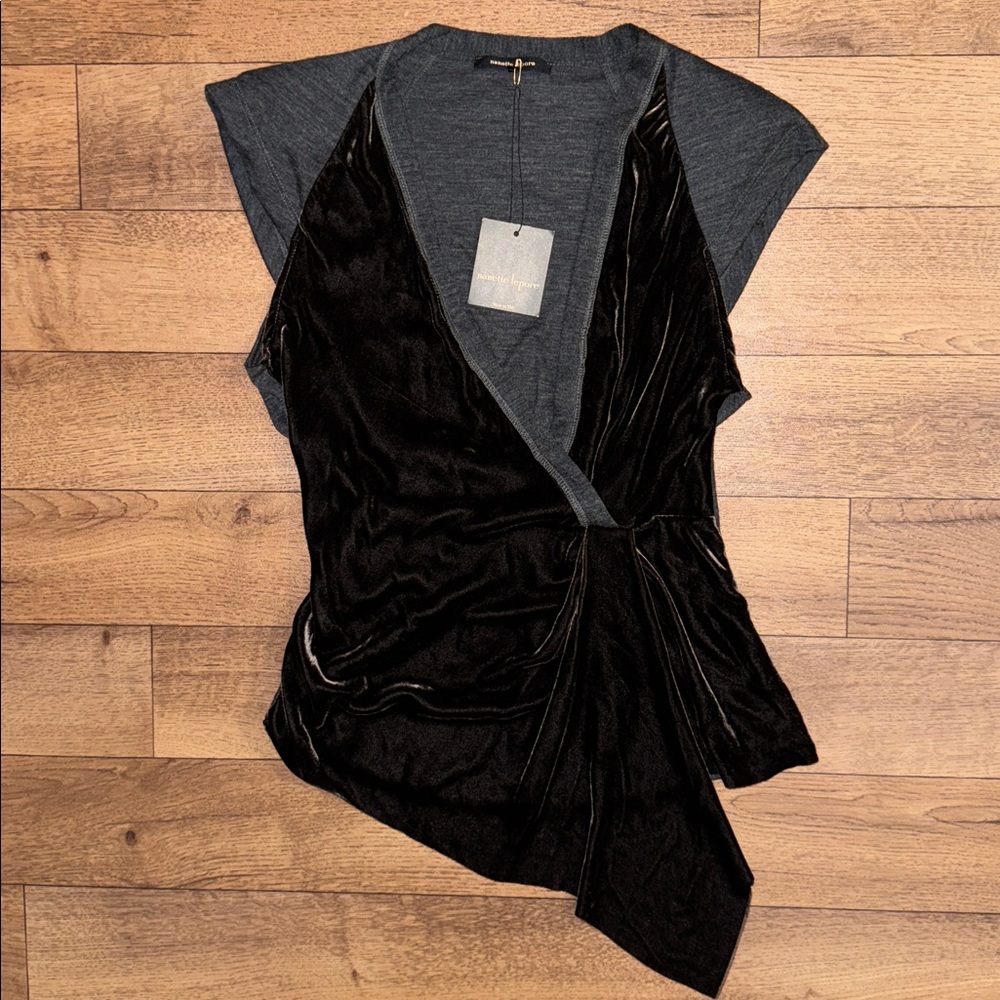 Nanette Lepore Size 8 Two Timing Top In Color Smoke NWT Silk Wool Rayon Blend